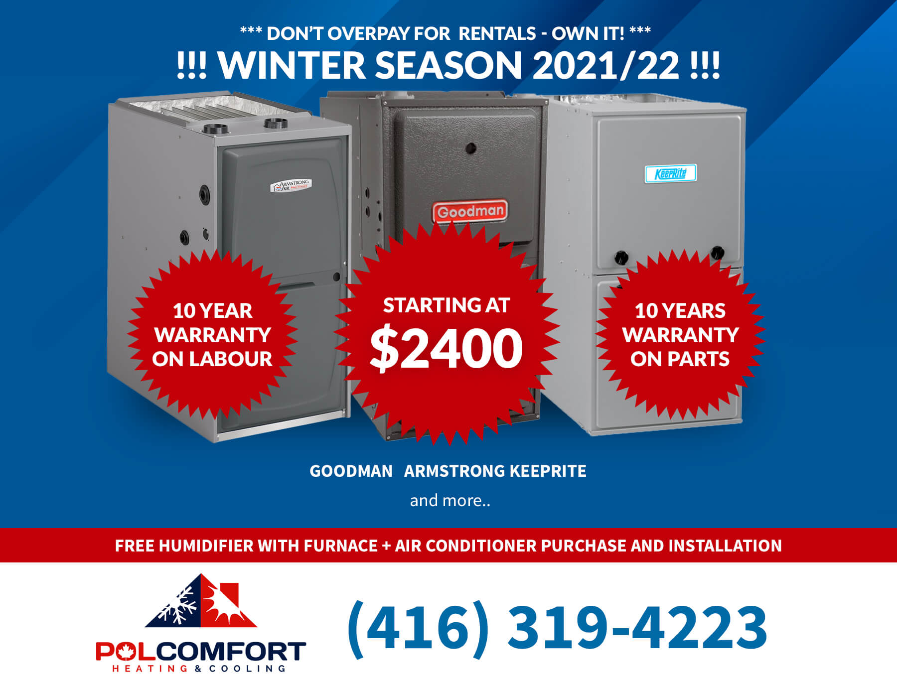 Winter deals - furnace starting at $2400